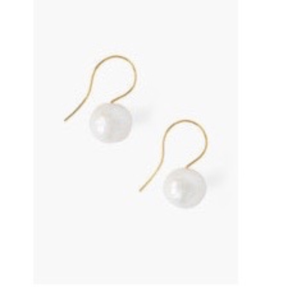 Chan Luu White Baroque Pearl and Gold Drop Earrings